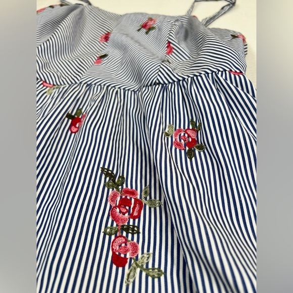 EVERLY Floral Spaghetti Strap Striped Mini Sundress M Coquette Girl Cottagecore - Picture 6 of 14